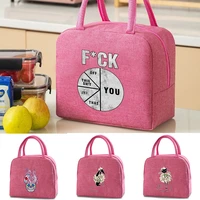 canvas thermal lunch box bags for children color cooler pack travel picnic women handbag nurse work food organizer insulated bag