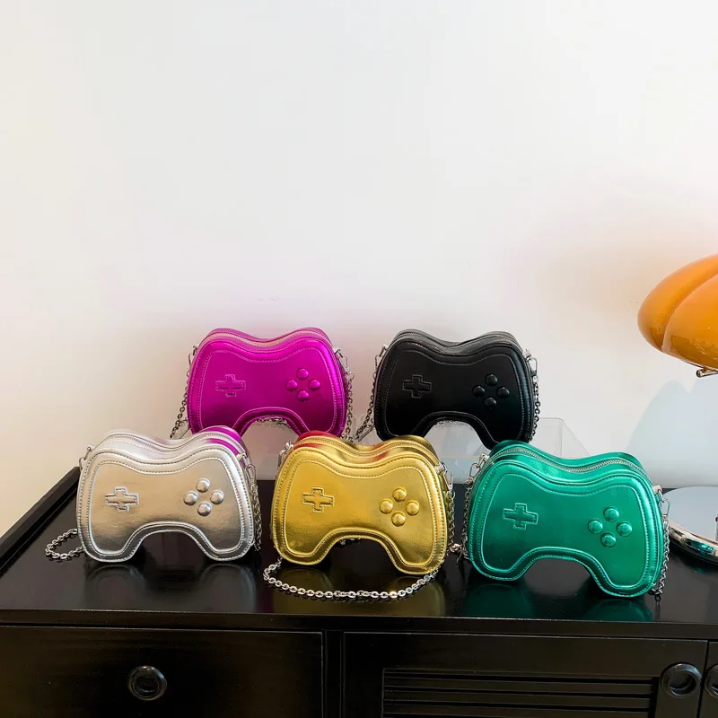 Personality Small Bags for Women 2023 New Hip Hop Fashion Woman Shoulder Bag Chains Cartoon Cute Patent Leather Crossbody Bag