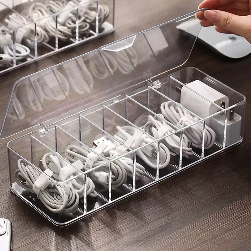 

2022Transparent Cable Organizer Storage Box Travel Electronic Accessories Cable USB Charger Power Bank Holder Case For Office Su