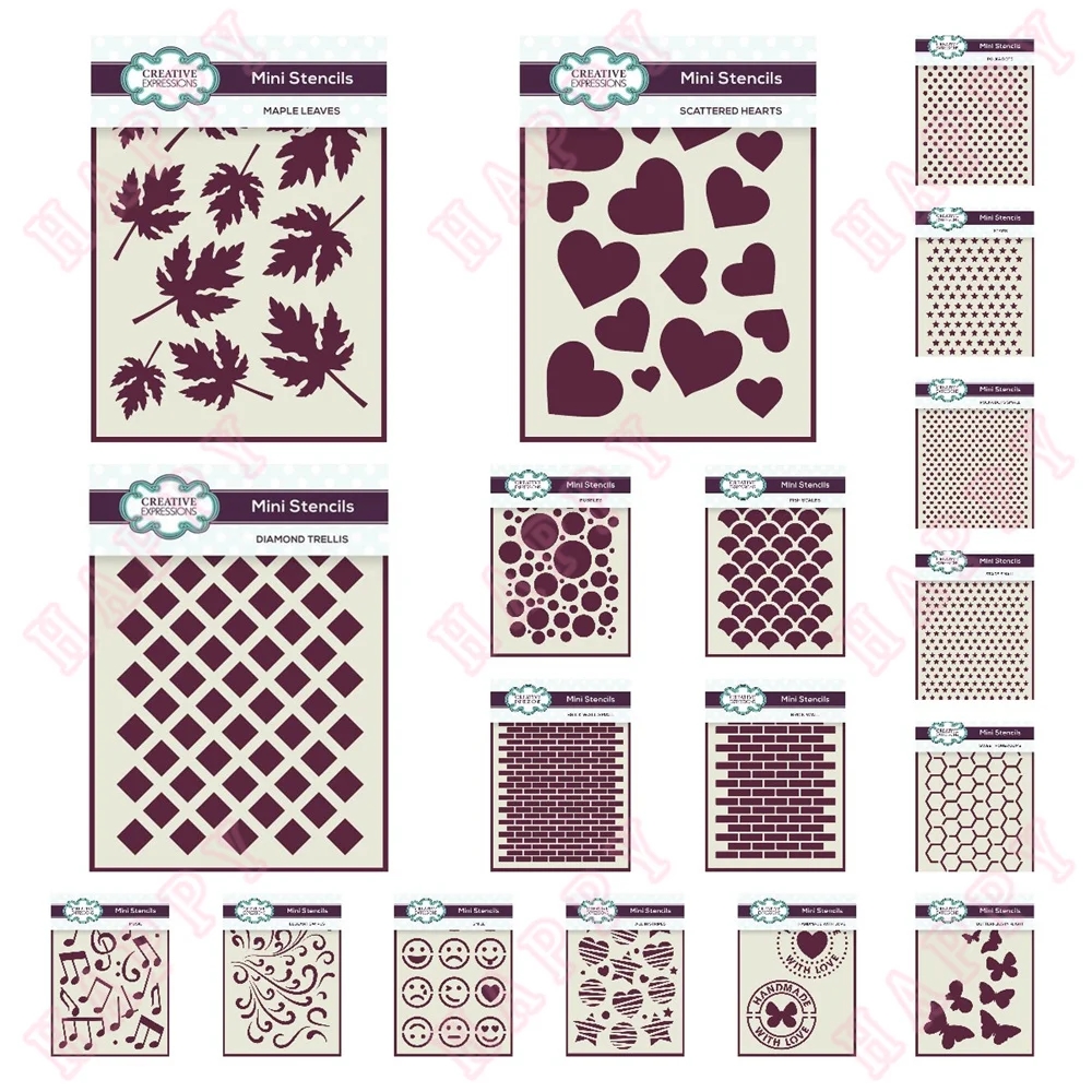 

2022 New 18 Pcs of 3x4 Inch Mini Stencils Diary Scrapbook Tag Envelope Photo Frame Background Template Diy Greet Card handmade