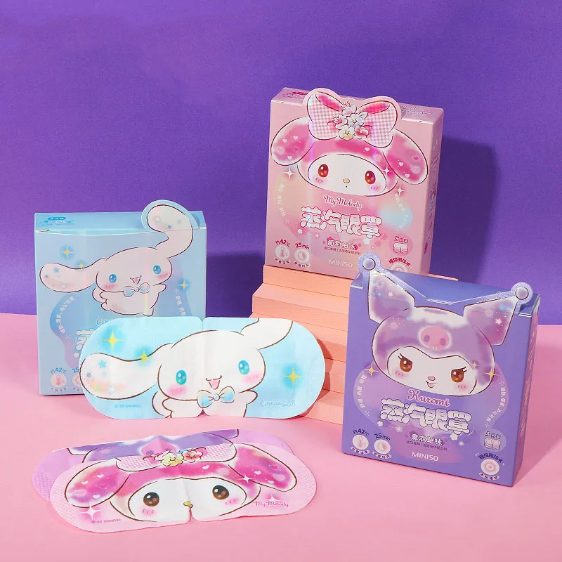 

Sanrioed мультяшная моя мелодия Kuromi Kawaii Паровая маска для глаз девушка сердце Cinnamoroll звено усталость защита глаз Паровая маска для глаз подарки