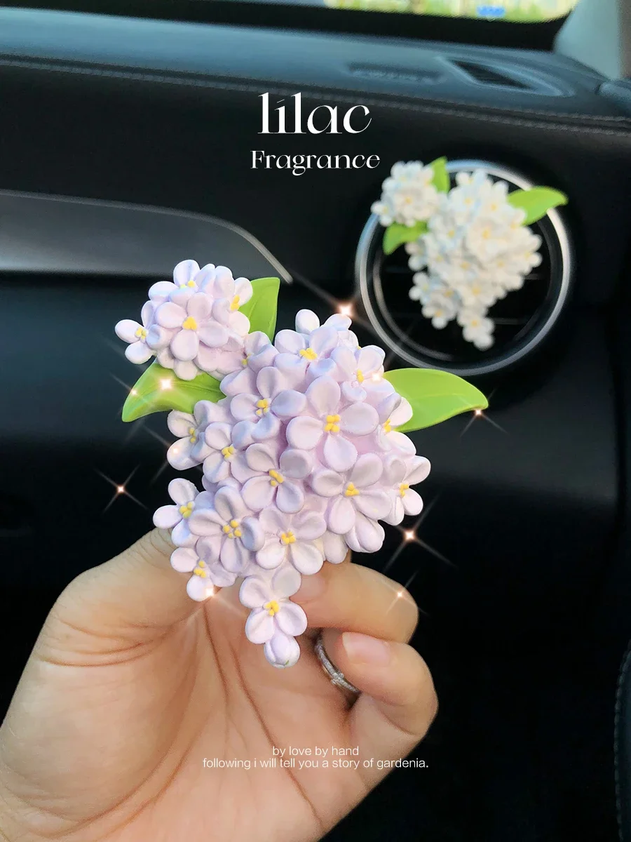 

Car aromatherapy perfume ins lilac car air conditioning outlet decoration ladies flower diffuser stone premium feeling