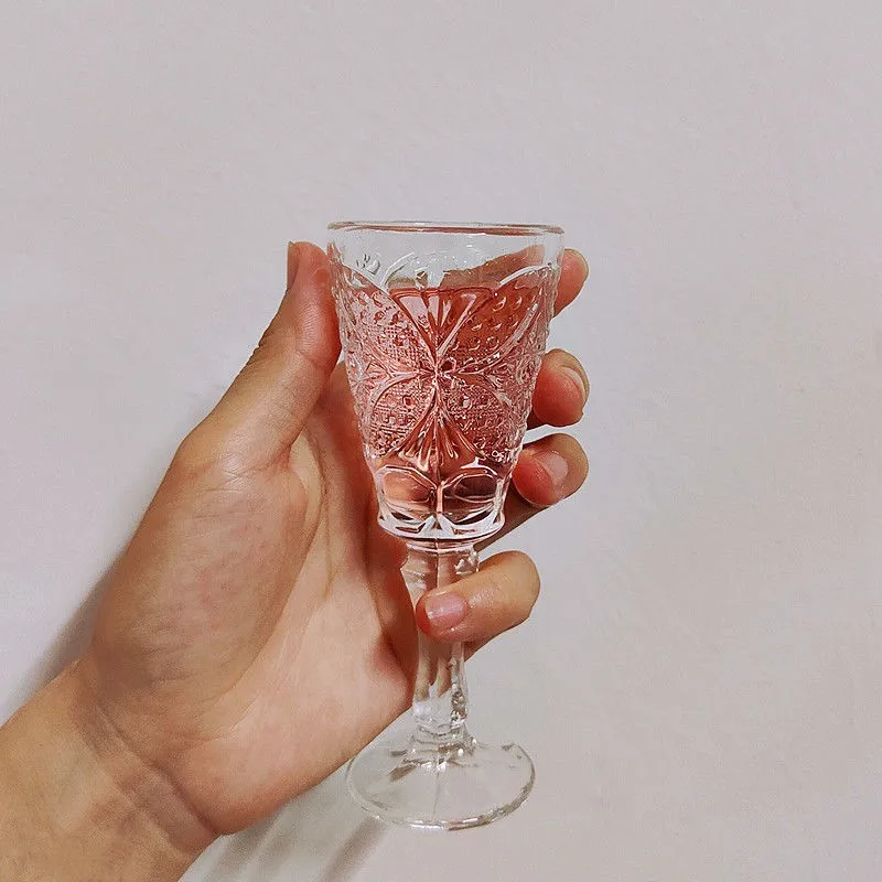 Стакан, посуда, винтажная Коктейльная чашка ins, простая чашка Baijiu для красного вина, рельефная чашка для холодных напитков, чашка для иностранного вина, шампанского