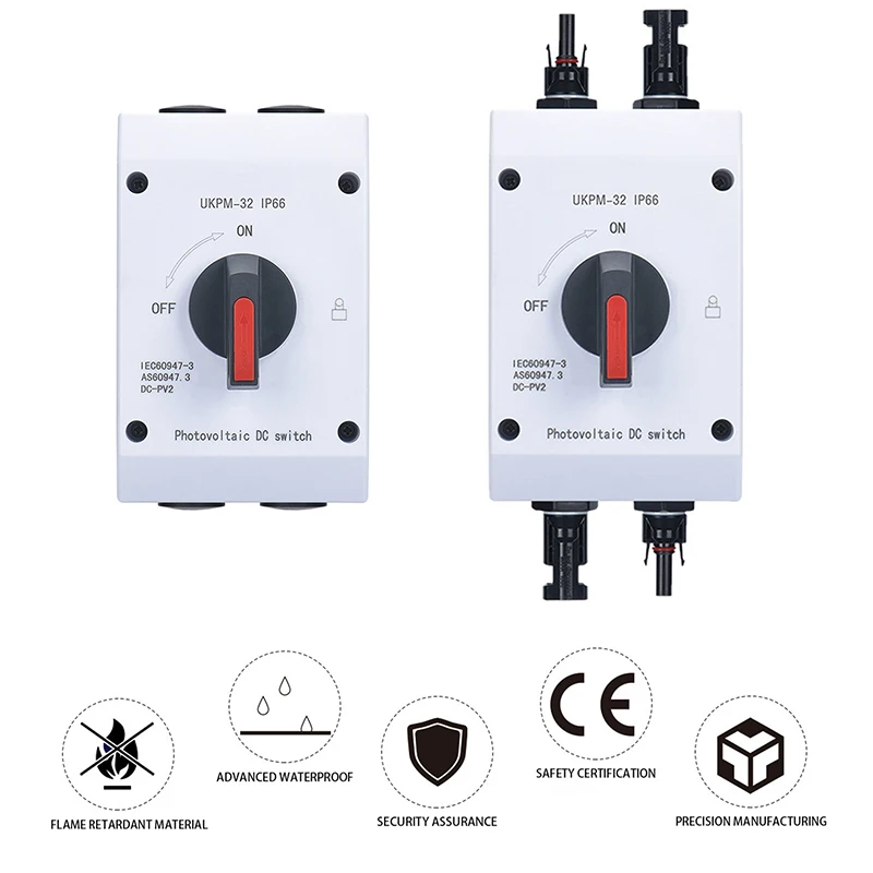 

32A Solar Protection Isolator Switch Photovoltaic DC Isolator Switch Waterproof Outdoor PV Isolator for Solar System Isolation