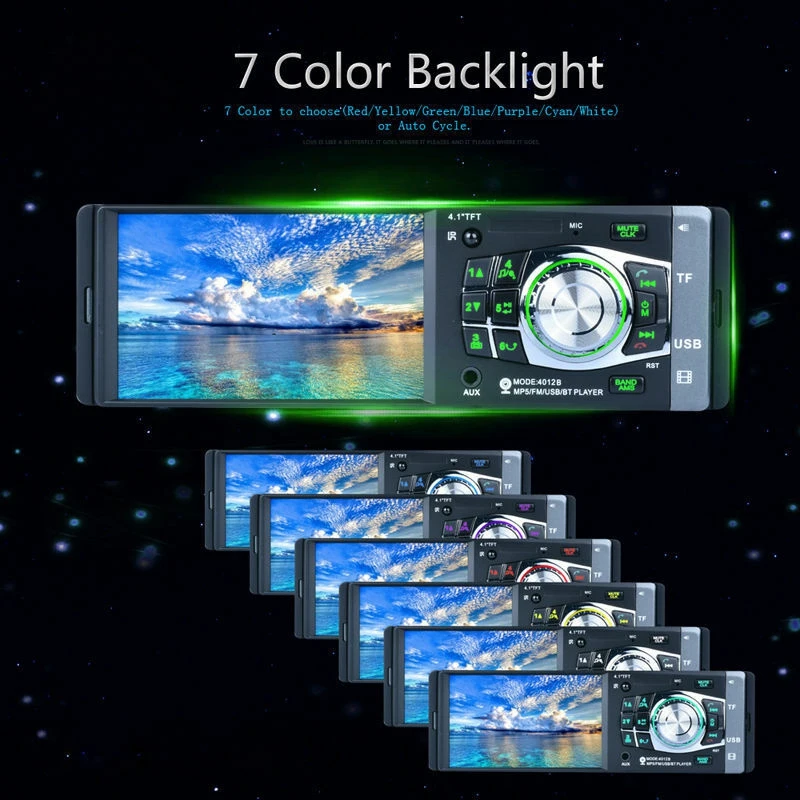 Автомагнитола 1 DIN экран 4 дюйма Bluetooth USB/SD/AUX