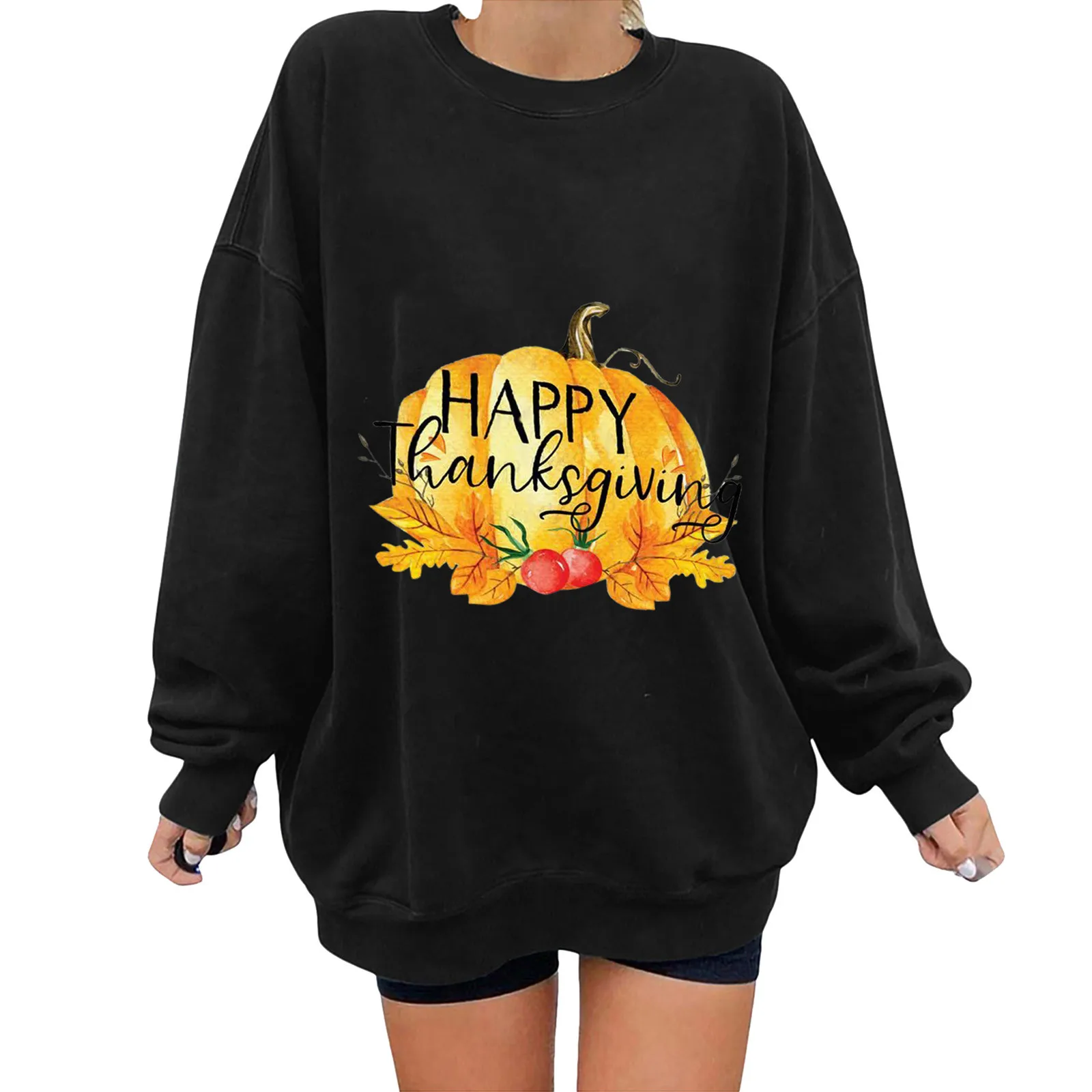 

All Sweatshirt Women's Thanksgiving Day Loose Fit Sweashirt Warm Casual Sweatshirt Printed Long Sleeves Mens Half Zip Sweater