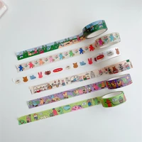 korean ins cartoon rainbow bear washi tape creative kawaii sealing sticker notebook stationery masking decorative tape 5m