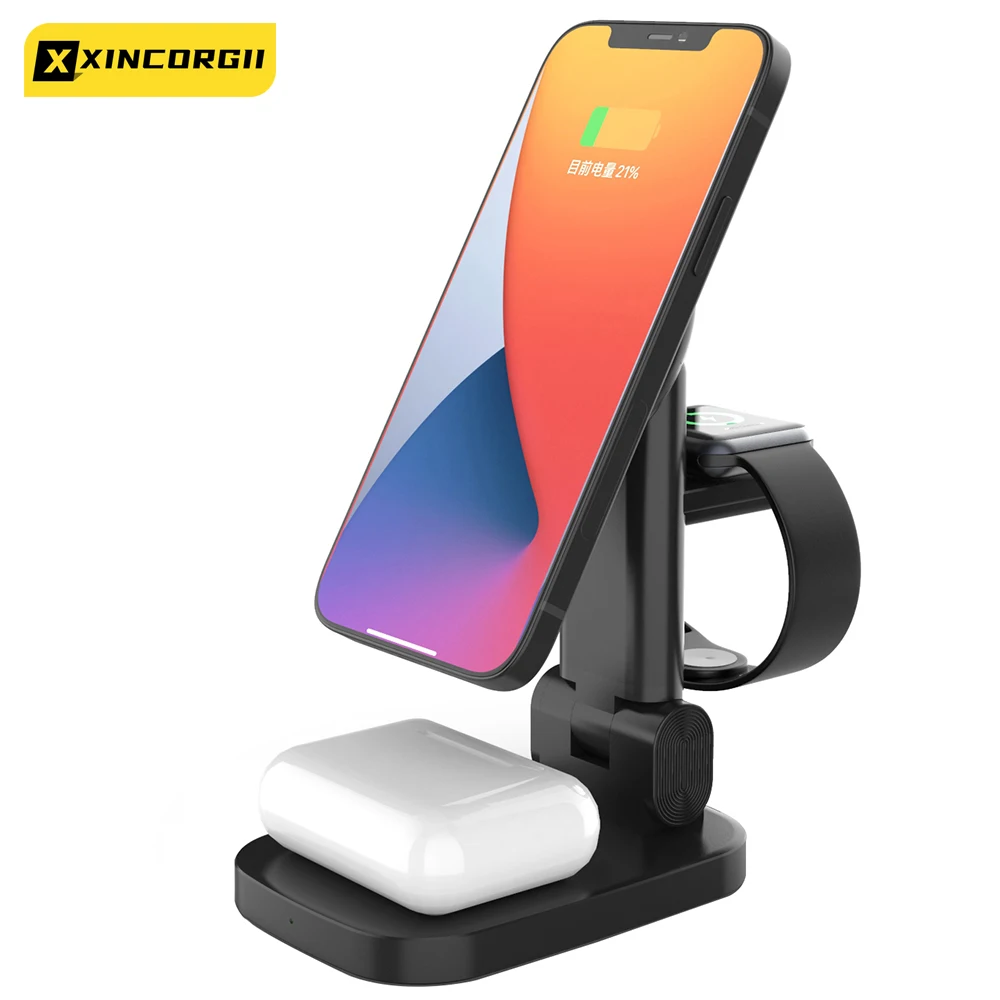 

Беспроводное зарядное устройство 3 в 1, магнитный держатель для телефона Qi, беспроводные зарядные устройства, быстрая зарядка для Iphone 13 12 11 ...