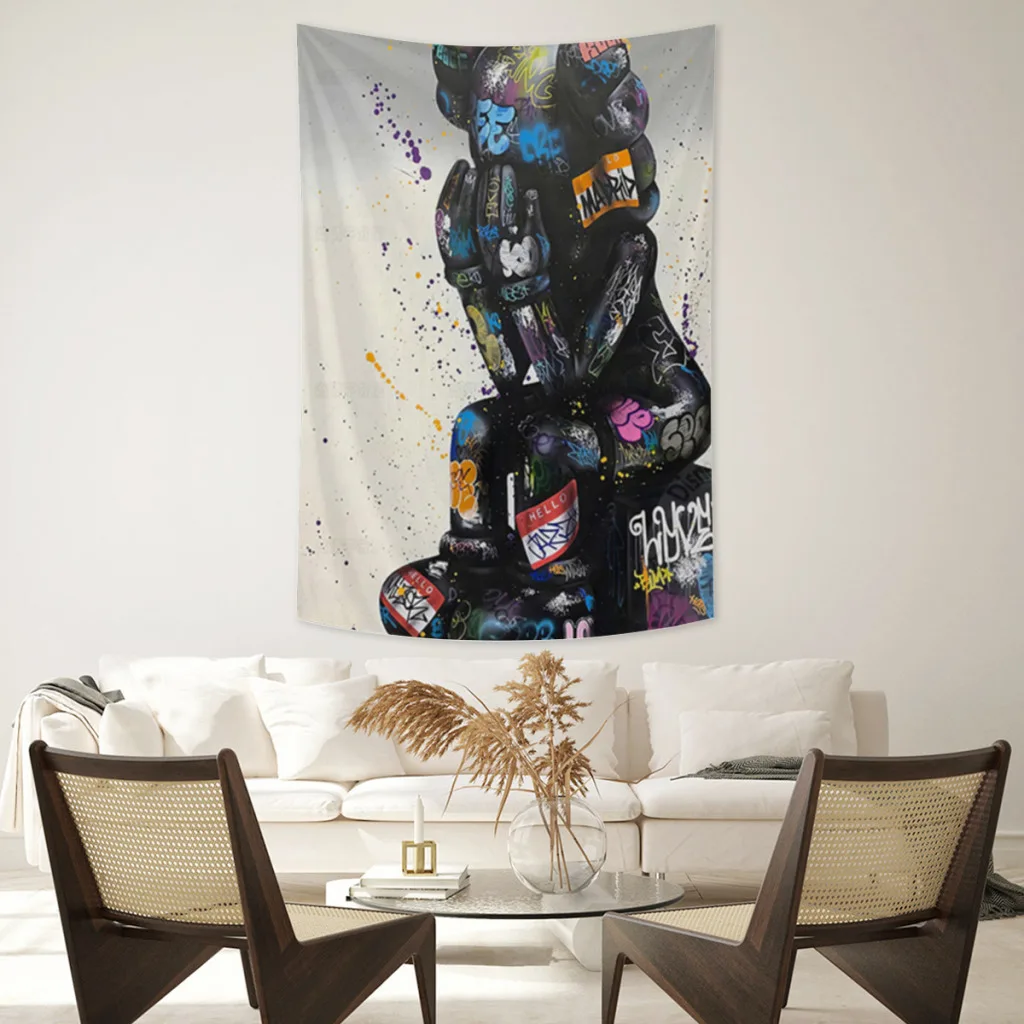 

Graffiti-cartoon-panda-tapestry Fabric Wall Hanging Beach Room Decor Cloth Carpet Yoga Mats Sheet Sofa Blanket Shower Curtain