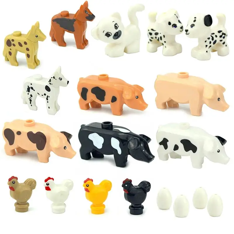 

DIY Animal Building Blocks MOC Farm Pigs Chickens Eggs Dogs Pets Poultry House Courtyard Accessories DIY Bricks Creative Toys