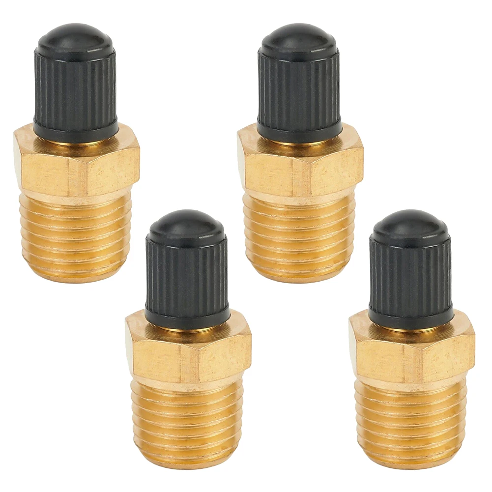 

4Pcs 1/4inch NPT Anti-Corrosion Brass Air Tank Fill Valve Standard Valve Core With Sealing Cap With Solid Nickel Plated Brass