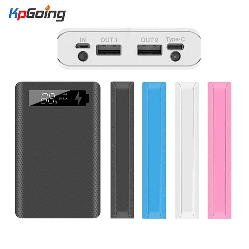 5*18650 Battery Charger Box 15000mAh Power Bank Shell Digital Display Powerbank Shell Micro Type-c Input Dual USB Port