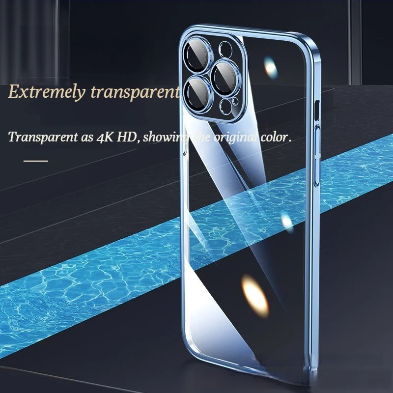 

ECHOME iPhone 14 Pro Case Transparent Electroplating Hard Phone Case Waterproof Shockproof Protection Lens Fashion Phone Case