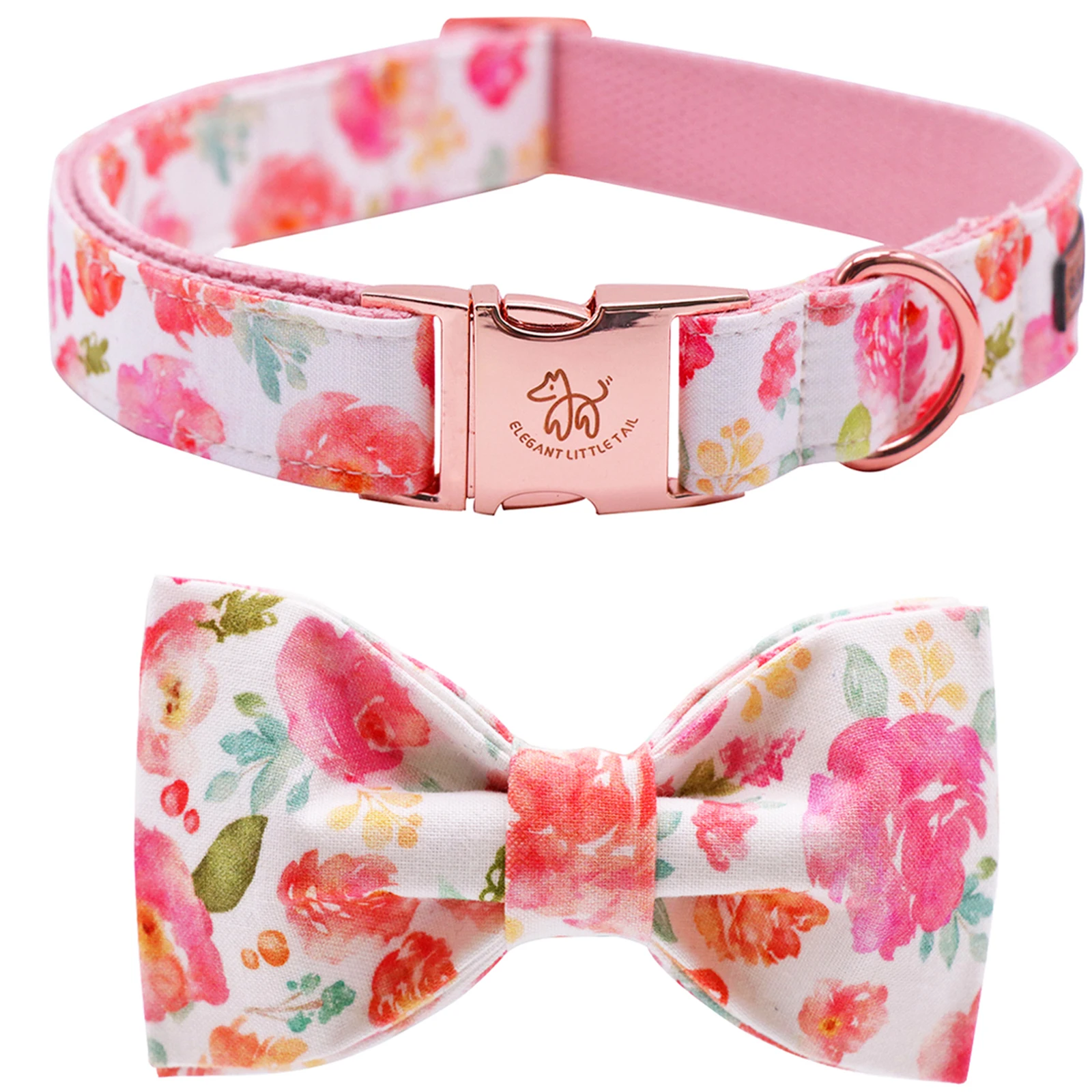 Elegant little tail Dog Collar with Bow Cotton Webbing Bowtie Dog Collar Adjustable Dog Collars for Small Medium Large Dogs