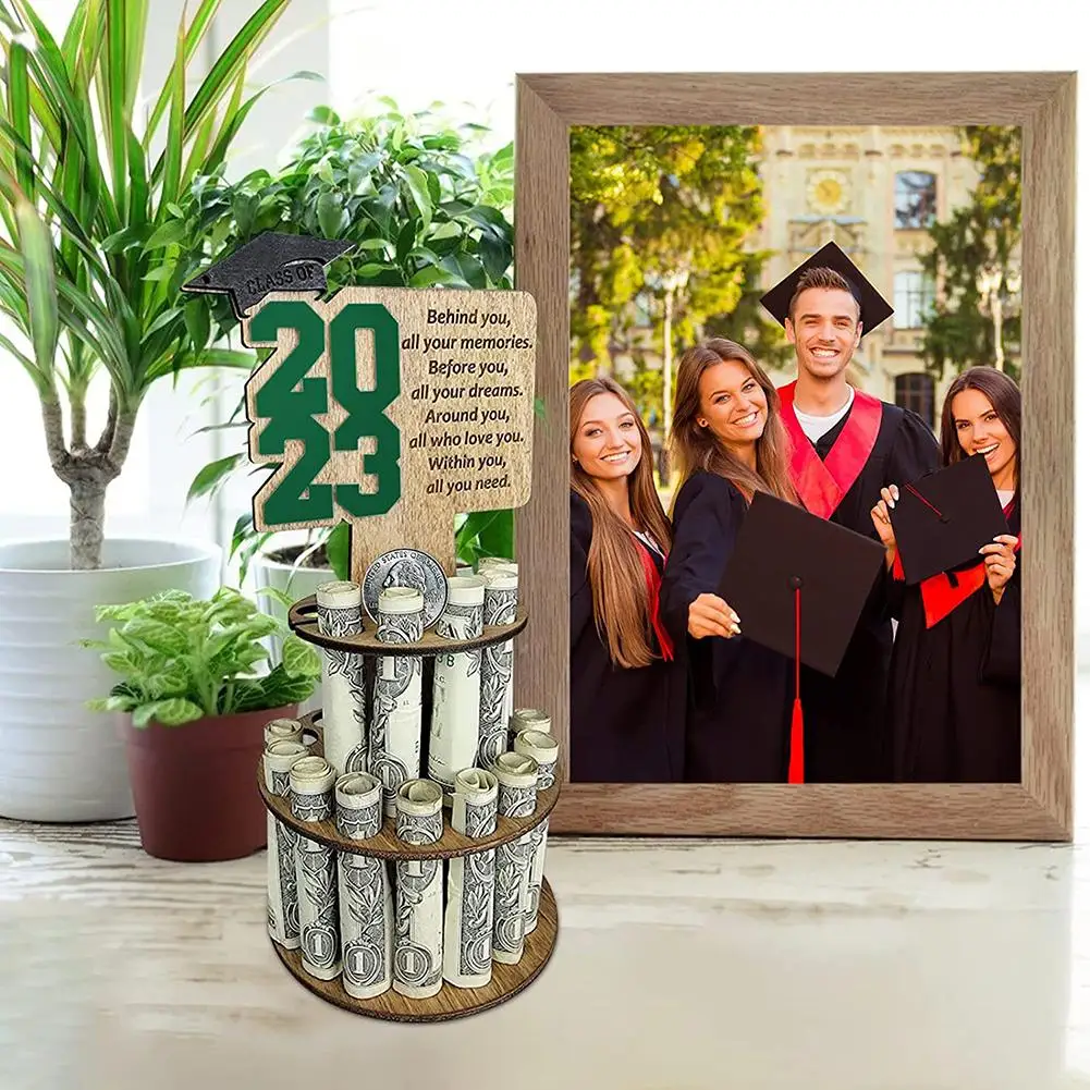 

7.87 Inches 2023 Graduation Money Holder Wood Ornament Double-layer Cash Holders Unique Gifts For Graduation