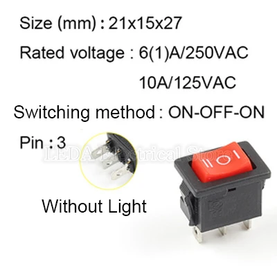 

Переключатель KCD101 21x15 мм 10 шт