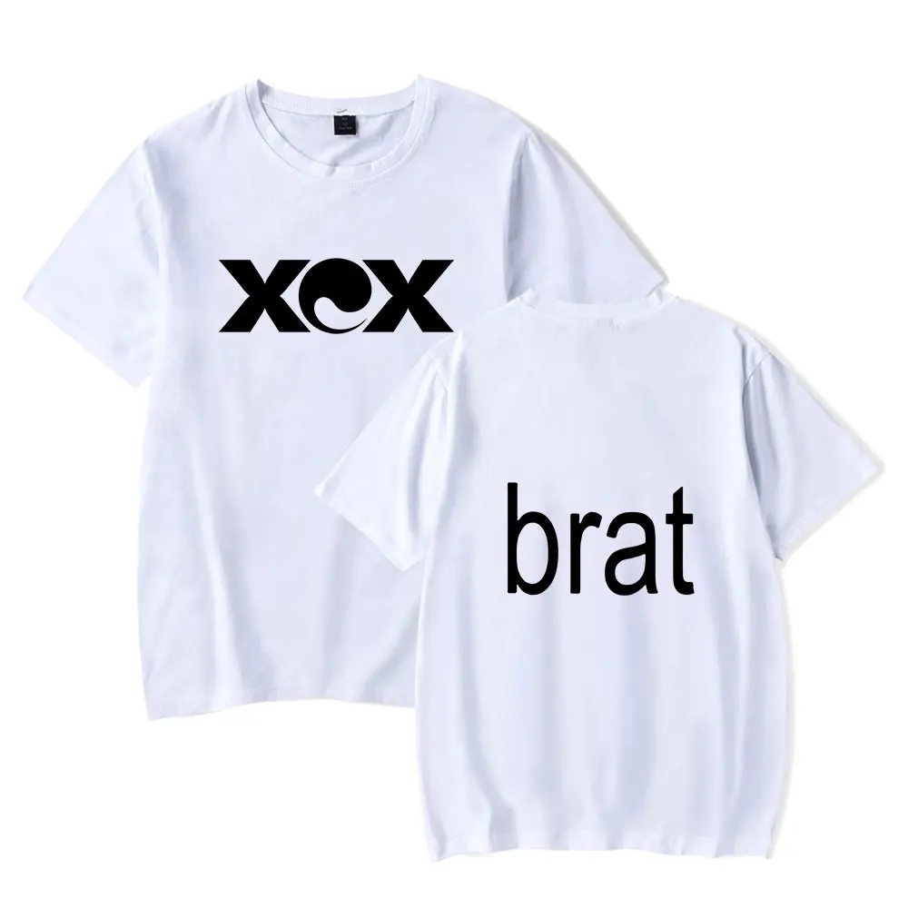 Футболка Charli XCX с логотипом Merch brat топ коротким рукавом и круглым вырезом для