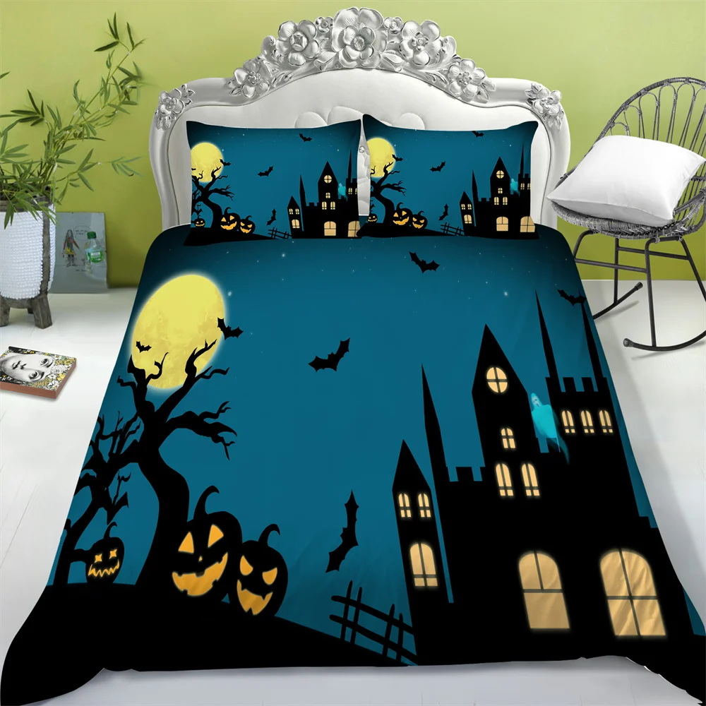 

High Quality Home Textiles Halloween Print Comforter Cover Sets Polyester Quilt Suits Children Single Size Bedroom Decor