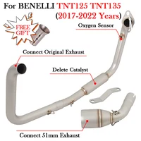 Plug And Play For Benelli TNT125 TNT135 2017 - 2022 Motorcycle Full Exhaust System Front Mid Middle Link Pipe Modify Escpae Moto