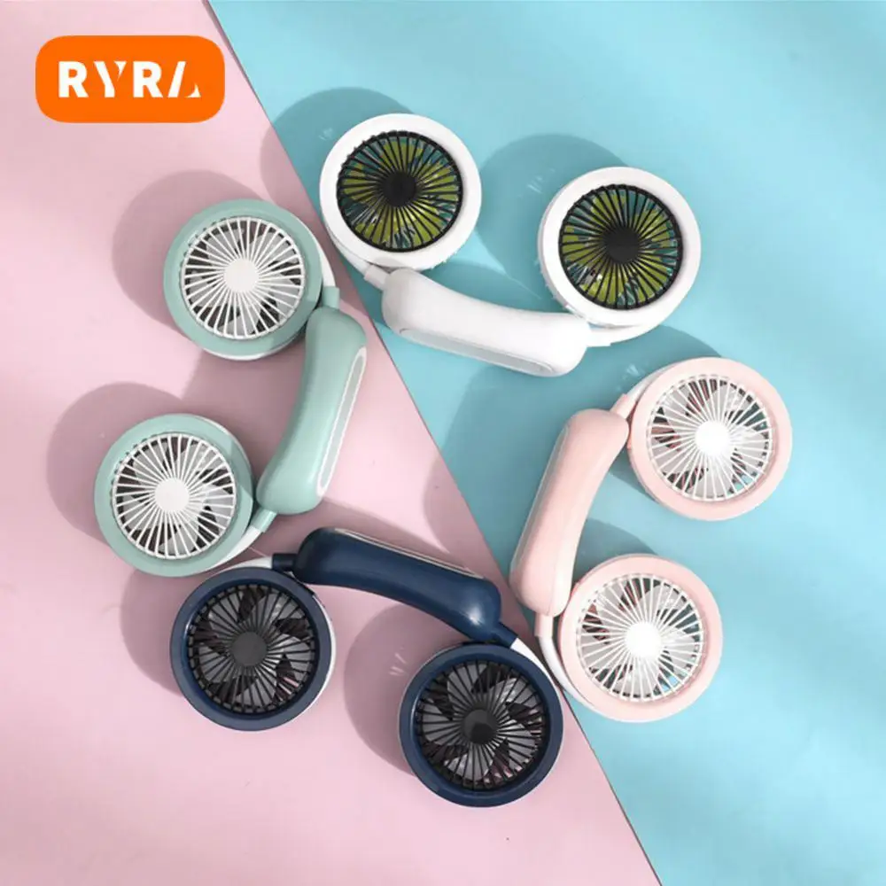 

Neckband Fan Three-speed Twin-turbo Design Usb Rechargeable Portable Wearable Summer Air Cooling Fans Ventilador Neck Fan