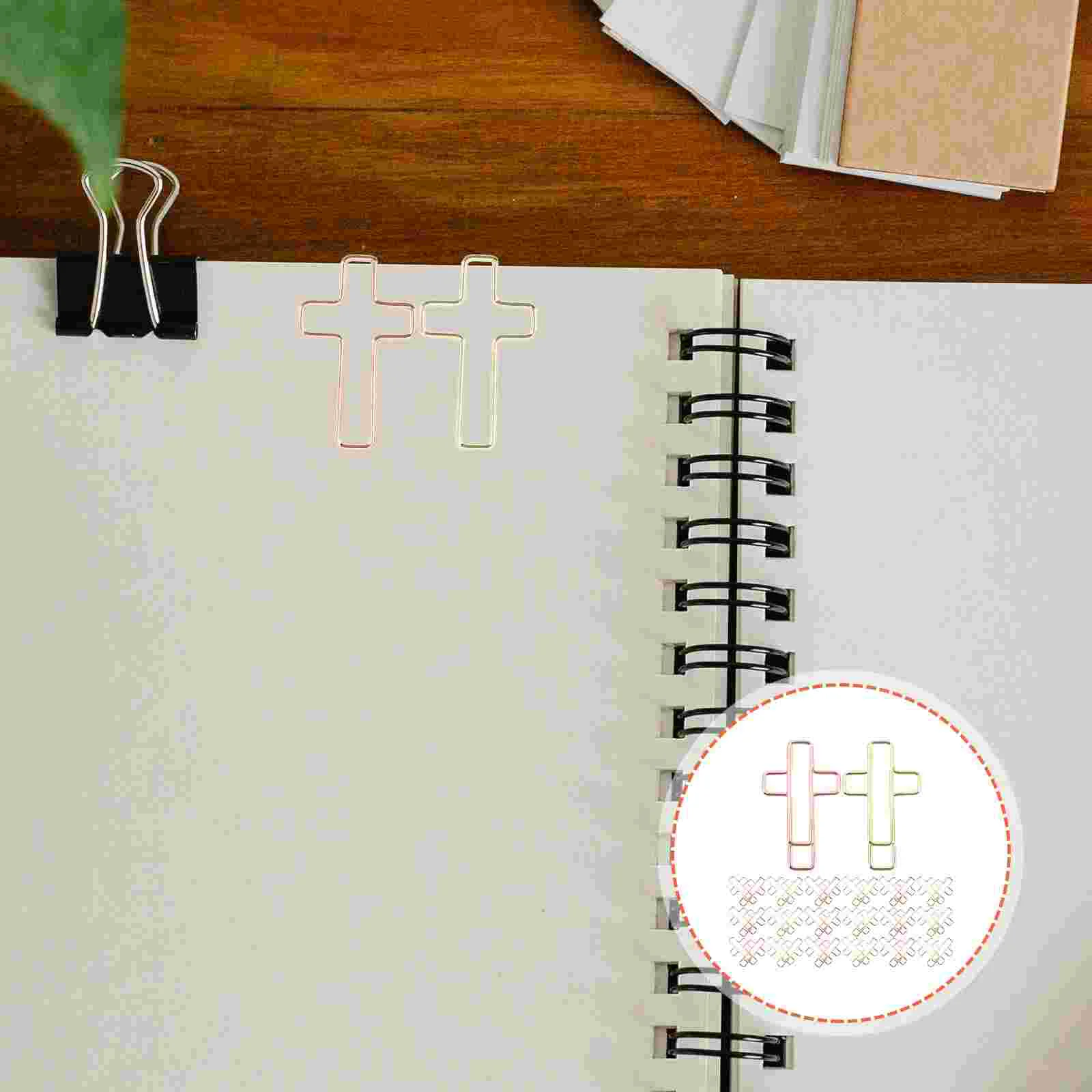 

100Pcs Paper Clips Cross Shaped Paper Clips Novelty File Clips Exquisite Small Document Paper Clips