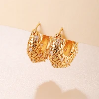 wesparking emo goldsilver plated zircon charm brass huggie earrings for women free shipping item gold plated fashion jewelry