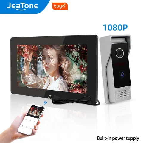 JeaTone 1080P WiFi сенсорный экран 7 дюймов видеодомофон Tuya Smart APP частный жилой видео вратаря с открытием двери