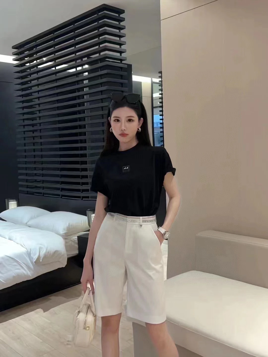 

2023 Spring and Summer New Female Casual Fashion Letters Webbing High Waist Thin Straight Five Pants High Quality Y2K