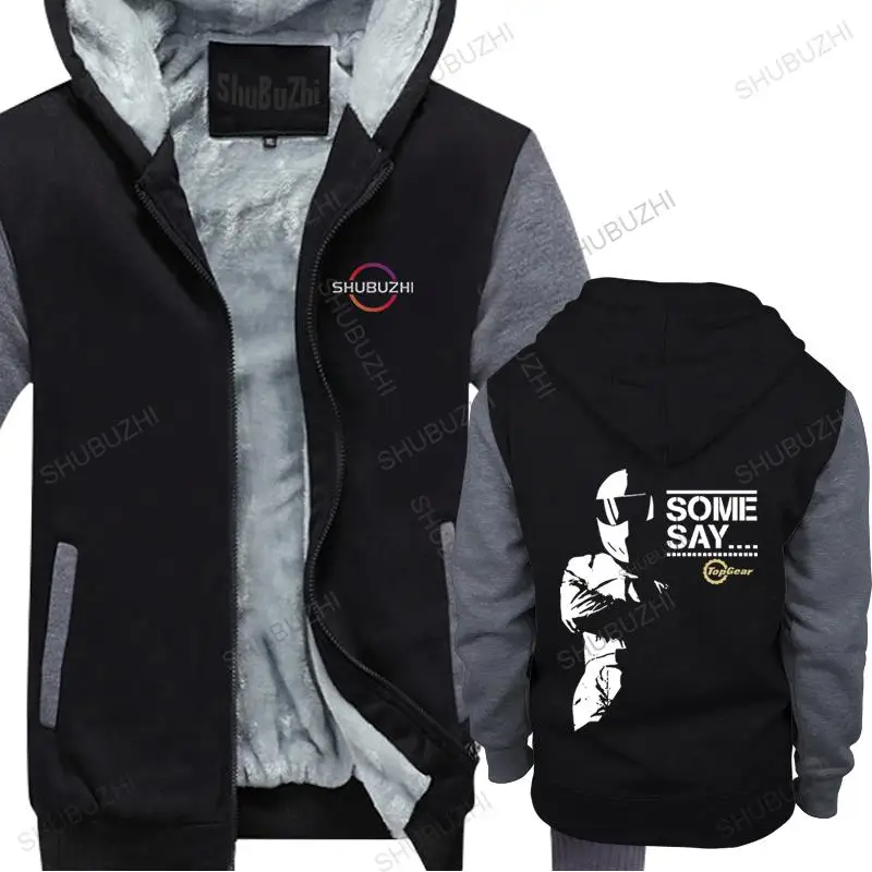 

Man winter black sweatshirt thick hoodie Top Gear Stig Mens high quality hoodies Male Cotton Top unisex fleece Zip-up hoody