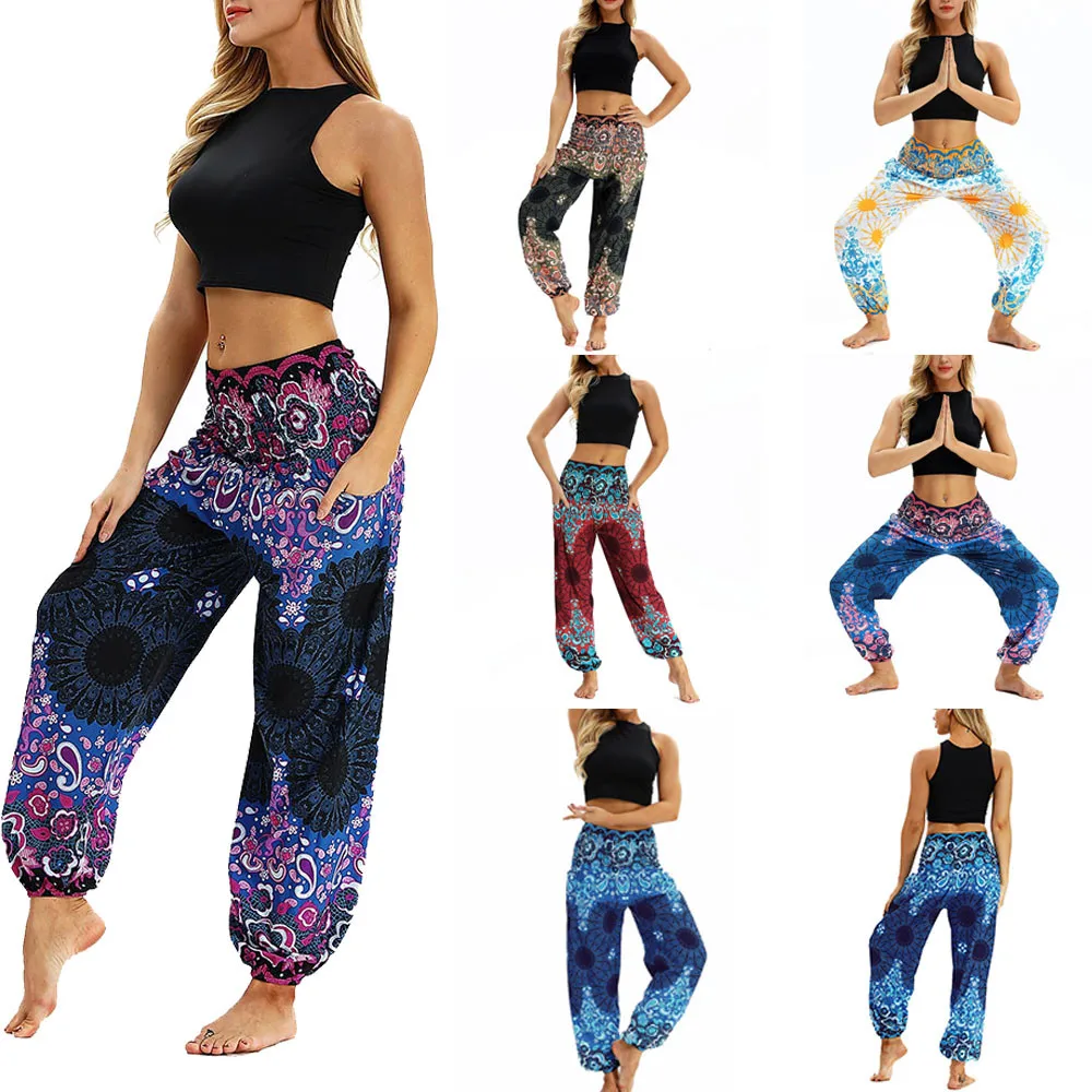 

Fashion Bohemian Loose Pant Men Women Casual Hippy Trousers Baggy Aladdin Harem Pant Droppship 20 Colors