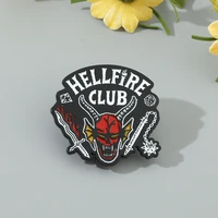 stranger things 4 brooch cute badge hellfire club eddie hard enamel pins jewelry stream punk style brooches gift for movie fans
