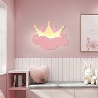 2022 Remote Control Pink Crown Wall Light for Bedroom Bedside Nursery School Kids Children's Room Girl Wall Night Lamp AC220V