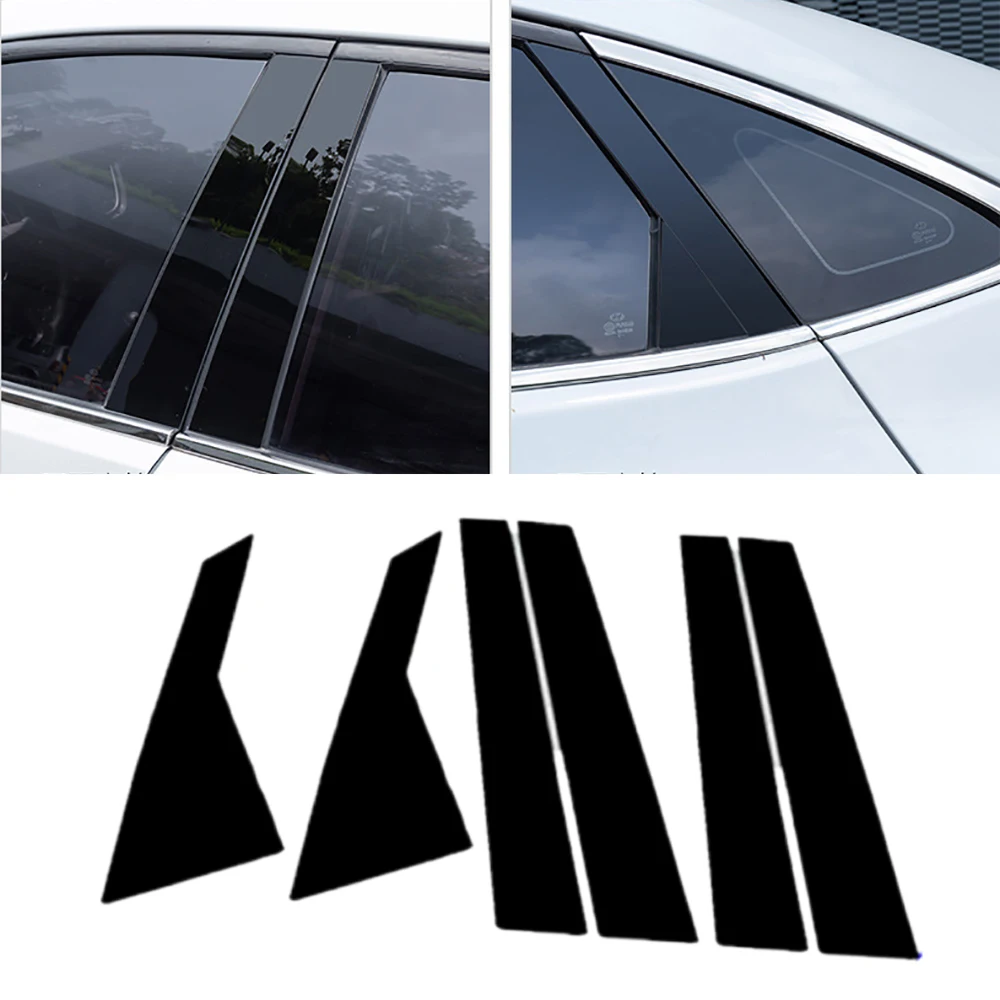 

6 Pcs Car Window Pillar Posts Door Trim Sticker Protecor Cover Glossy Black for HYUNDAI GENESIS G80 Sedan 2015 - 2022 Styling
