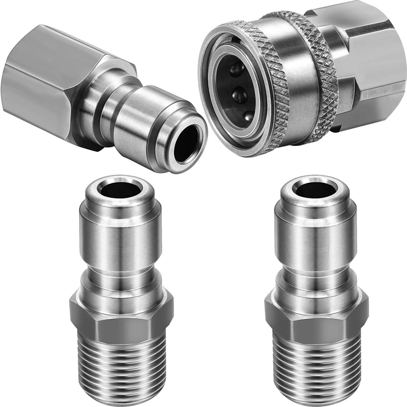 

NPT 3/8Inch Stainless Steel Male And Female Quick Connector Kit Pressure Washer Adapter Quick Connector Plug