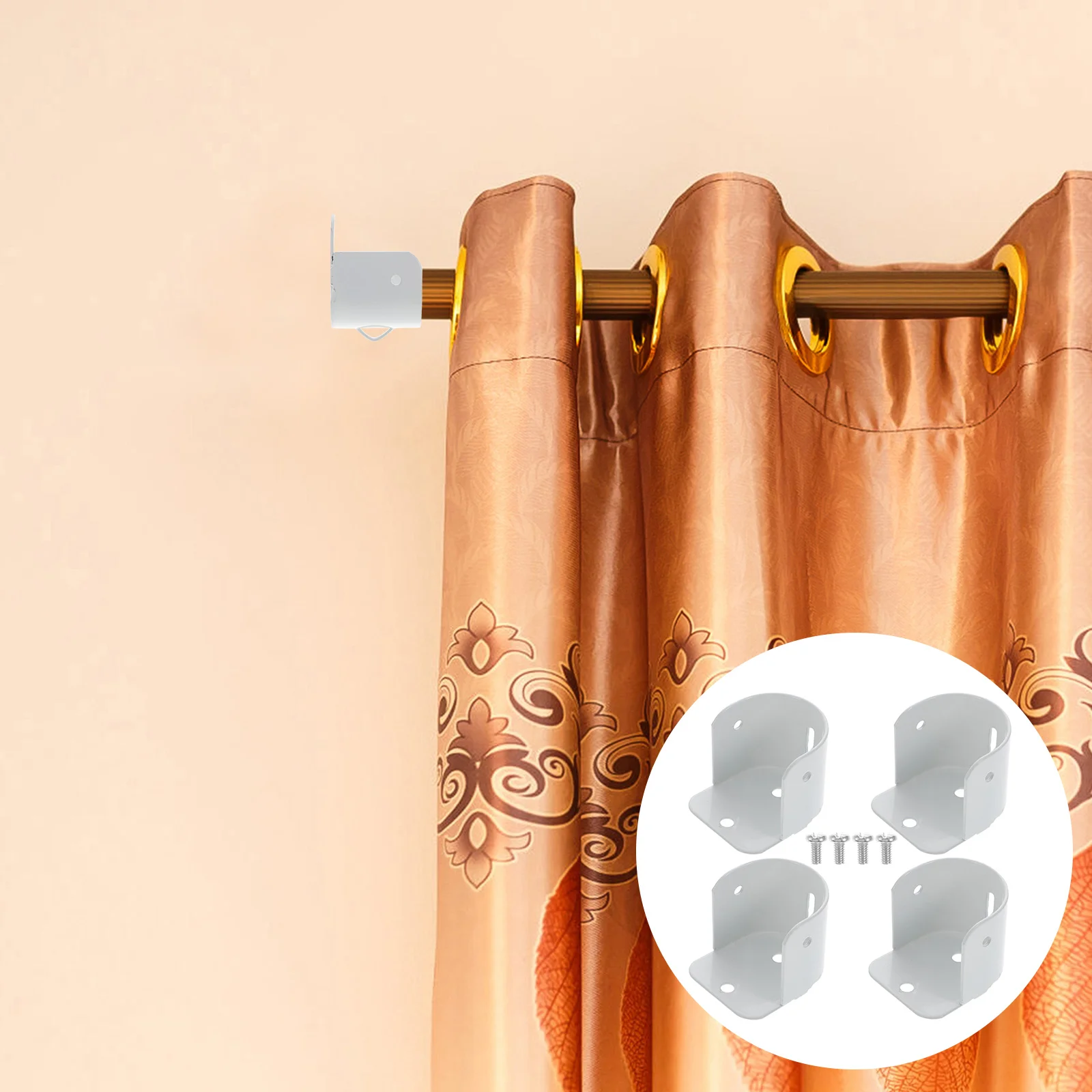 

Rod Closet Socket Curtain Support Pole Flange Holders Bracket End Shower Holder Brackets Wardrobe Shape U Accessories Iron Towel