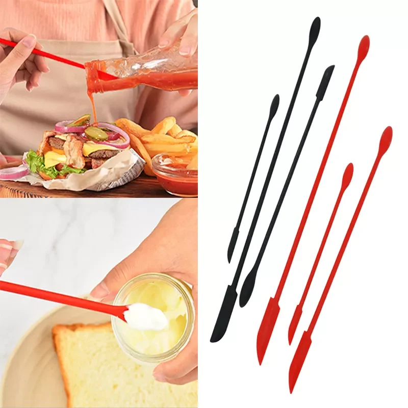 

Head Mini Silicone Spatula for Thin Jar Makeup Butter Cake Spatula with Spoon Reusable Spatula Kitchen Baking Tools