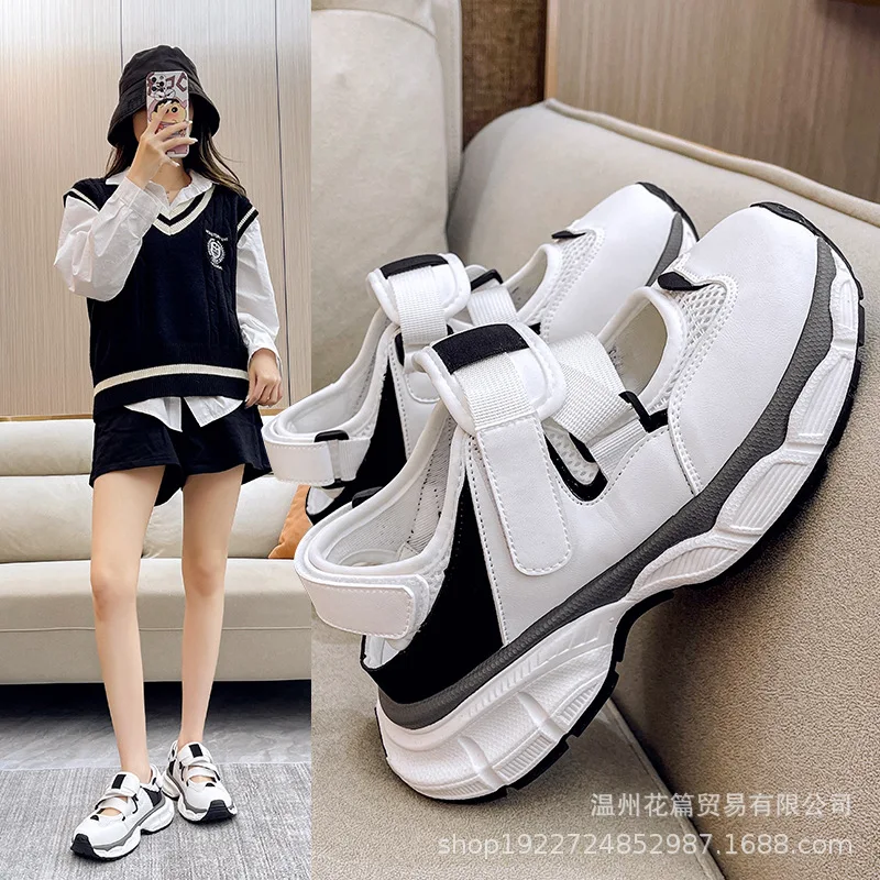 

Новинка 2023, спортивная обувь на весну, лето и осень, дышащая повседневная обувь из сетчатого материала, женская обувь на толстой подошве