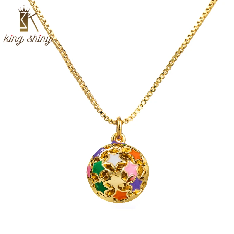 

King Shiny Ins Lucky Turkish Evil Eye Pendant Necklace Star Moon Heart Cutout Lantern Pendant Round Ball Copper Pendant Necklace