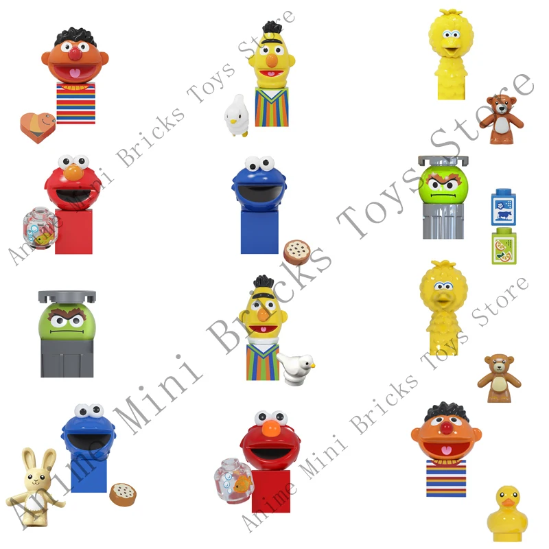 

CY1003 LG1003 Sesame Street Mini Action Toys Figures Building Blocks Big Bird Elmo Assemble Bricks Birthday Gifts for Kids