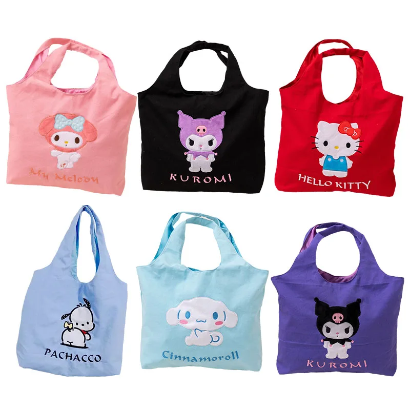 

Sanrios аниме Kawaii My Melody Cinnamoroll Kuromi Kittys почтовые сумки через плечо Мультяшные милые сумки для покупок сумочки для девушек Подарок