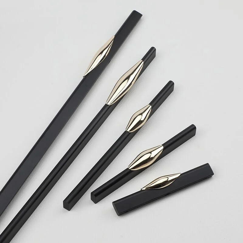 

Aluminum Furniture Wardrobe Drawer Handle Black Luxury Nordic Instagram Kitchen Cupboard Door Pull Dresser Metal Hardware Knob