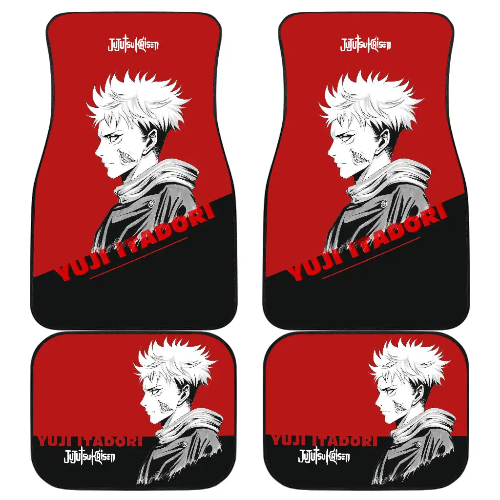 

Yuji Itadori Sukuna Car Floor Mats Jujutsu Kai Sen Anime Car Mats Full Set 4-Piece Front Rear Car Floor Mats