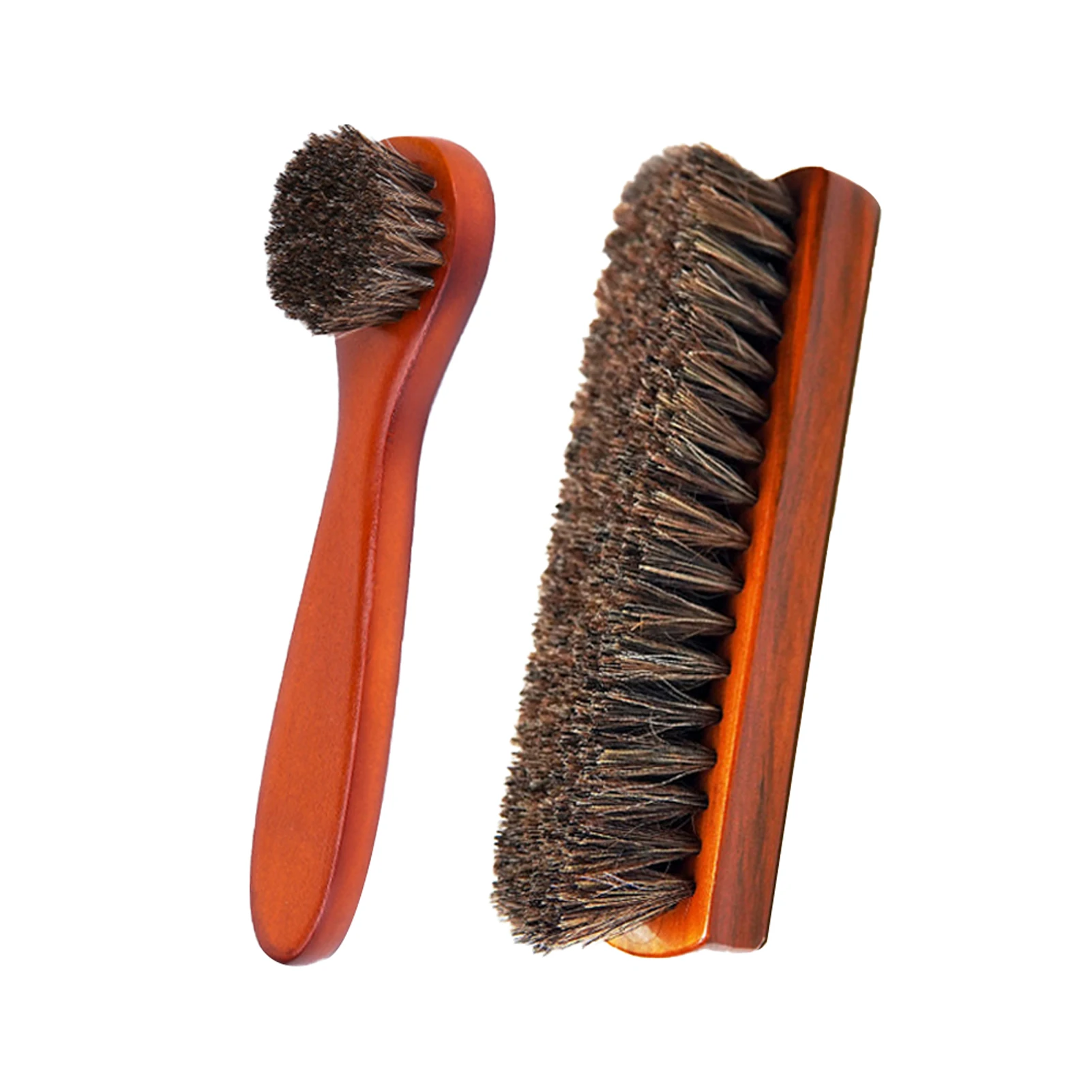 2pcs Applicator Horse Hair Sofa Boot Polishing Car Seat Wood Handle Bag Buffing Home Leather Care Soft Shoe Brush Dauber Gift