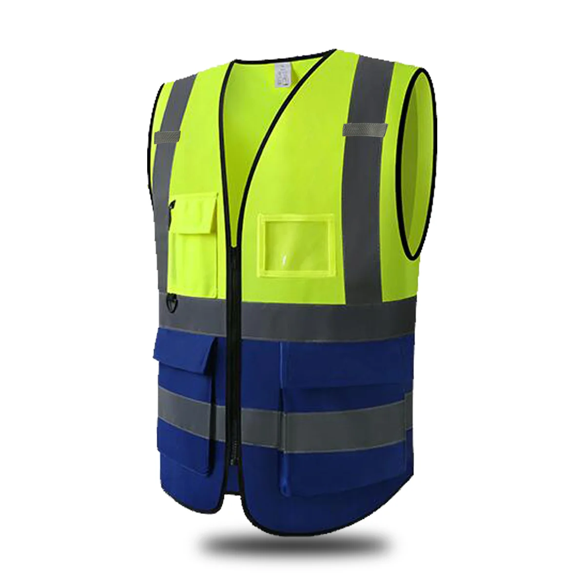 High Visibility Reflective Night Safety Vest with Zipper and 5 Pockets Construction Work Security Adults Unisex Traffic Workwear enlarge