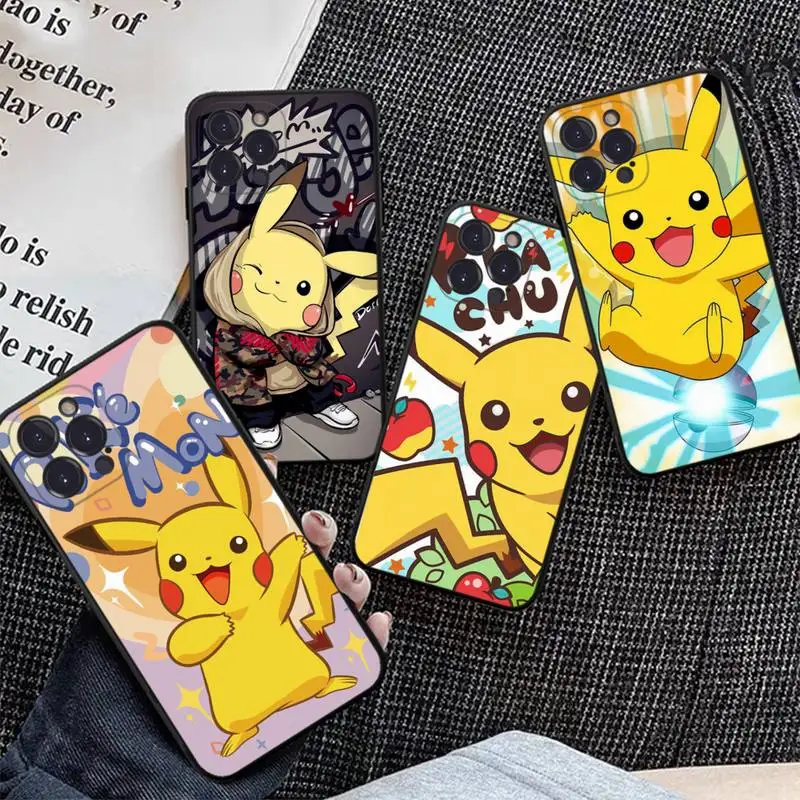

BANDAI Cute Pikachu Phone Case for iPhone 11 12 13 mini pro XS MAX 8 7 6 6S Plus X 5S SE 2020 XR case