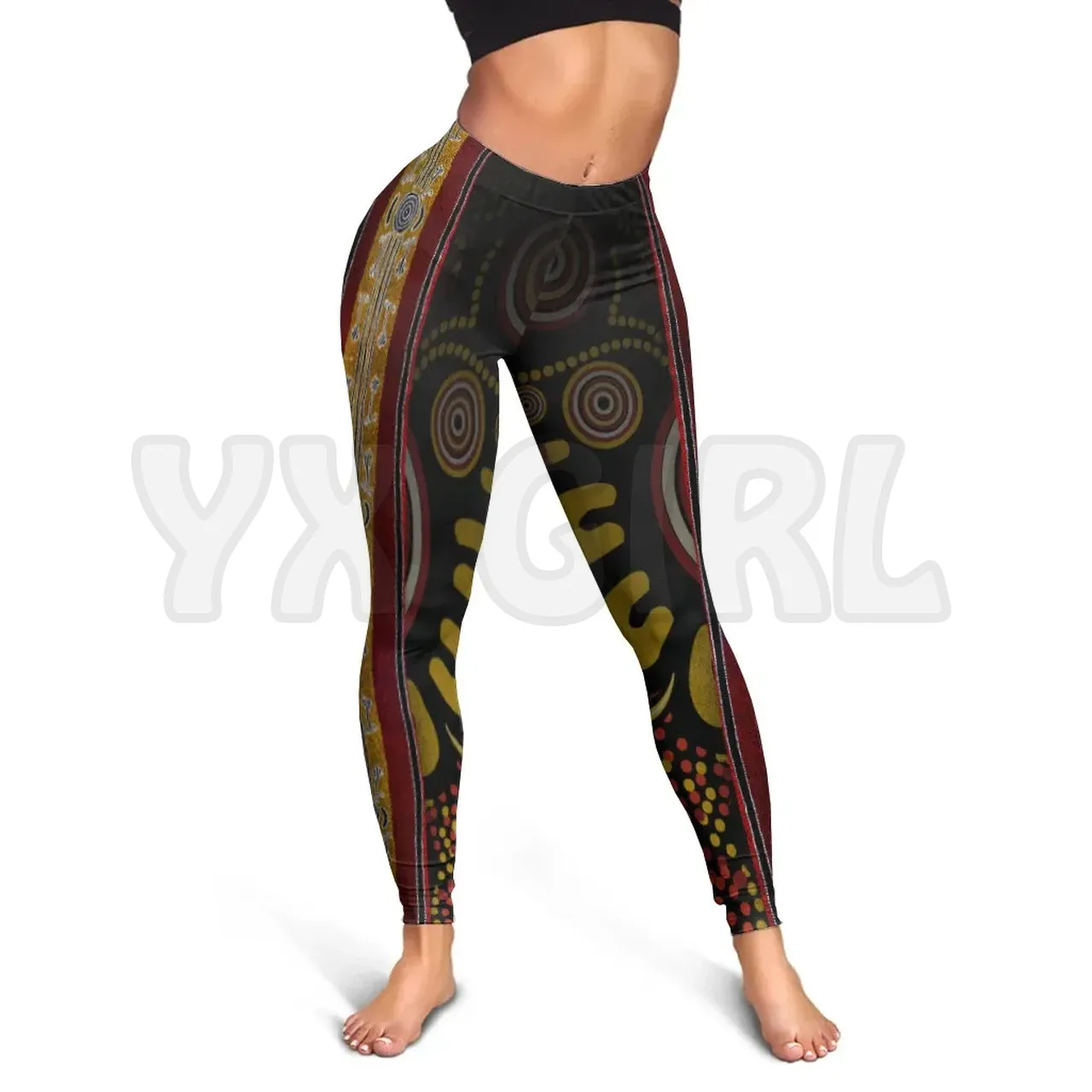 YX GIRL Women's For Girl  Panting Art Stripe Lines  3D Printed Leggings Sexy Elastic Female Skinny Leggings Gothic Yoga Leggings