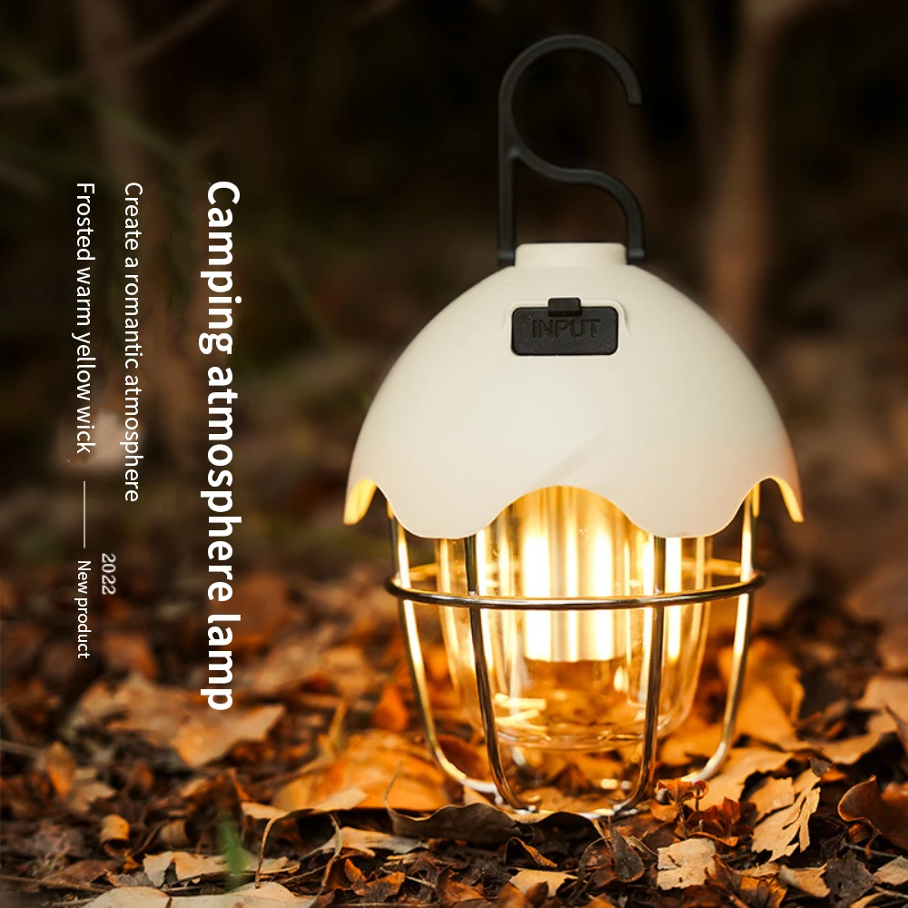 

Outdoor Camping Atmosphere Lamp Portable Retro Camping Rechargeable Lantern Light Travel Waterproof Tent Lamp Camping Supplies