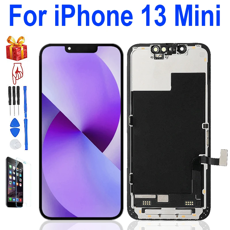 

100% тест OLED для iPhone 13 мини ЖК-дисплей 3D сенсорный экран дигитайзер в сборе Замена