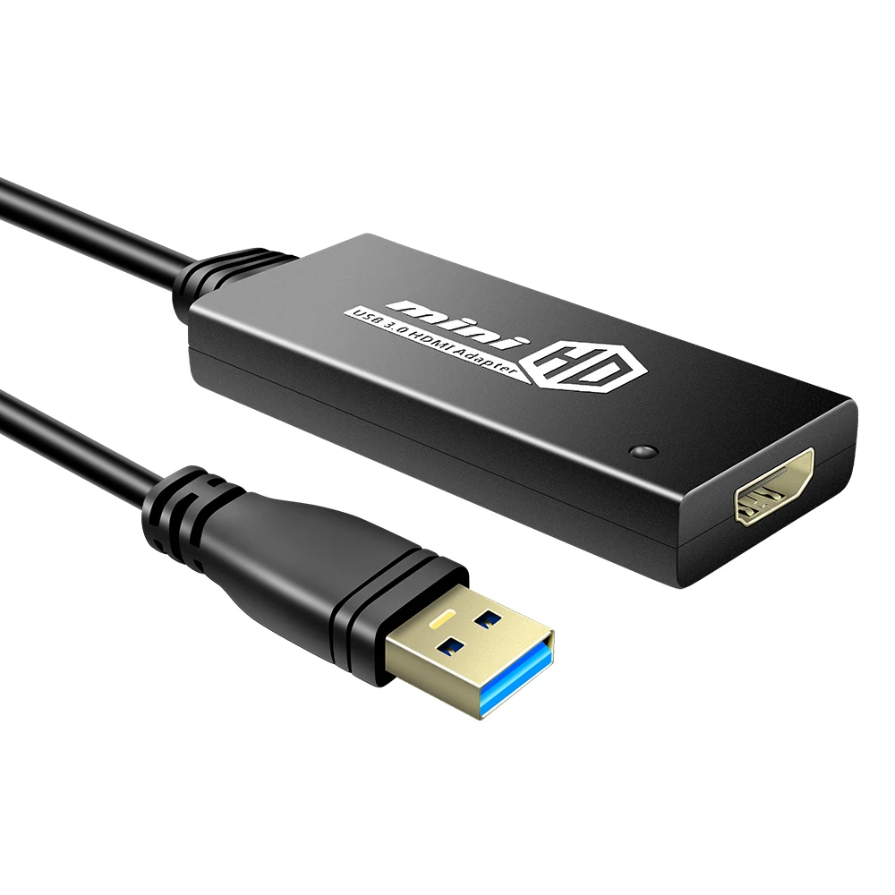

Переходник с USB на HDMI 1080P HD, удлинитель для аудио и видео, USB 3,0/2,0 на HDMI для нескольких мониторов, совместимый с Win XP Win7/8/10