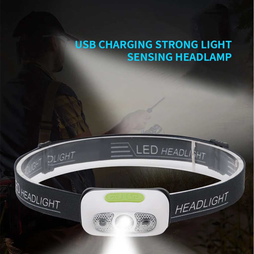 

Head Light Sensing Bright Rechargeable Headlamp Running Flashlight Powerful Powerful Outdoor Mini Sensor White